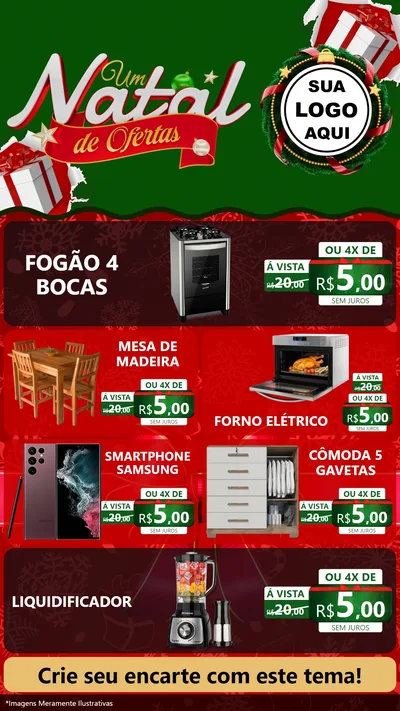 Modelo de TV para TV Vertical com o tema Um Natal de Ofertas para Móveis e Eletro