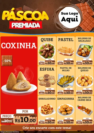 Modelo de Encarte para Encarte A4 Vertical com o tema Páscoa Premiada para Salgadaria