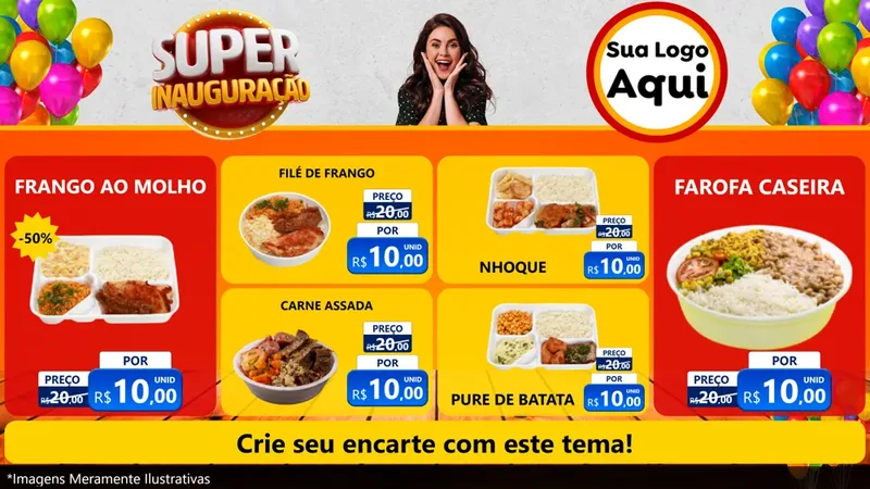 Modelo de TV para TV Horizontal com o tema Super Inauguração para Restaurante
