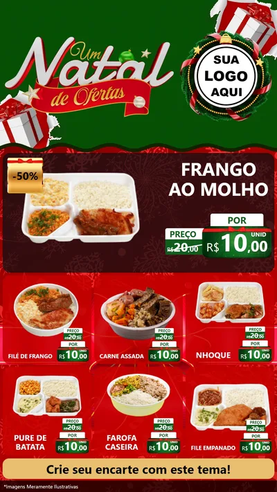 Modelo de Rede Social para Stories com o tema Um Natal de Ofertas para Restaurante