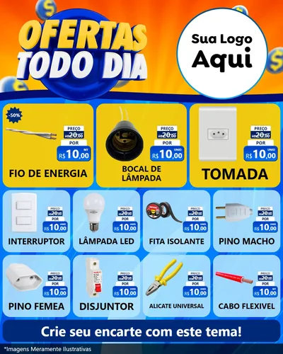 Modelo de Rede Social para Feed Instagram com o tema Ofertas Todo Dia para Materiais Elétricos