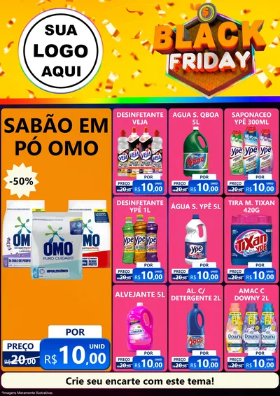 Modelo de Encarte para Encarte A4 Vertical com o tema Black Friday para Produtos de Limpeza