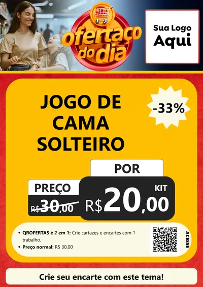 Modelo de Cartaz para Cartaz A4 Vertical com o tema Ofertaço Do Dia para Cama, Mesa e Banho