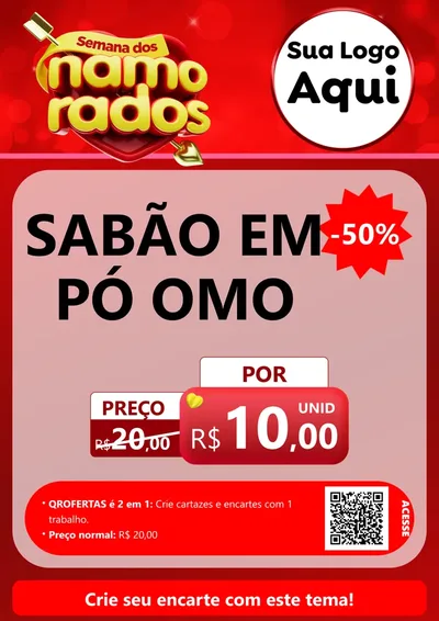 Modelo de Cartaz para Cartaz A4 Vertical com o tema Semana dos namorados para Produtos de Limpeza