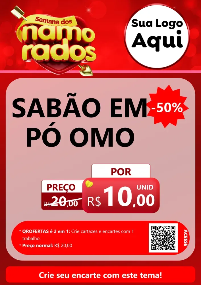 Modelo de Cartaz para Cartaz A4 Vertical com o tema Semana dos namorados para Produtos de Limpeza