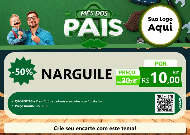 Modelo de Cartaz para Cartaz A4 Horizontal com o tema Mês dos Pais para Tabacaria