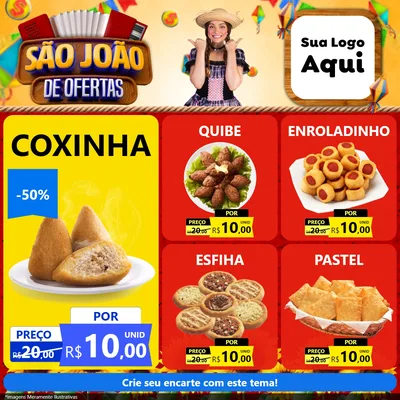 Modelo de Rede Social para Feed Facebook com o tema São João de Ofertas para Salgadaria