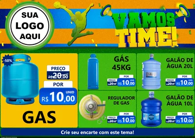 Modelo de Encarte para Encarte A4 Horizontal com o tema Vamos Time! para Água e gás