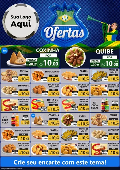 Modelo de Encarte para Encarte A4 Vertical com o tema Ofertas (Futebol) para Salgadaria