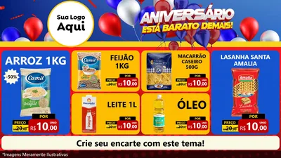 Modelo de TV para TV Horizontal com o tema Aniversário para Supermercado