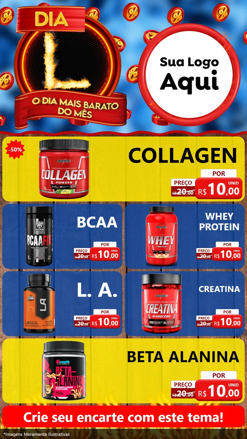 Modelo de TV para TV Vertical com o tema Dia L - O Dia Mais Barato Do Mês para Suplementos alimentares