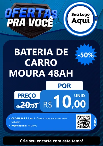 Modelo de Cartaz para Cartaz A4 Vertical com o tema Ofertas Para Você - Auto e Motopeças para Baterias Elétricas
