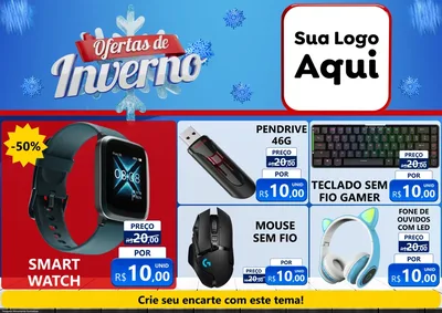 Modelo de Encarte para Encarte A4 Horizontal com o tema Ofertas de Inverno para Informática
