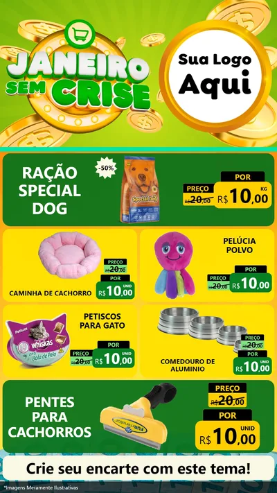 Modelo de TV para TV Vertical com o tema Janeiro Sem Crise para Pet Shop