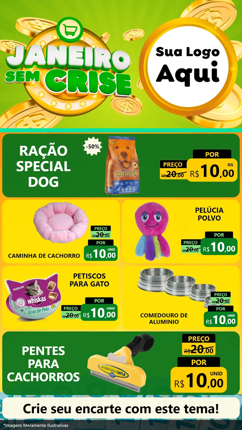 Modelo de TV para TV Vertical com o tema Janeiro Sem Crise para Pet Shop