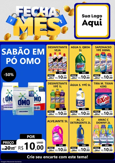 Modelo de Encarte para Encarte A4 Vertical com o tema Fecha Mês para Produtos de Limpeza