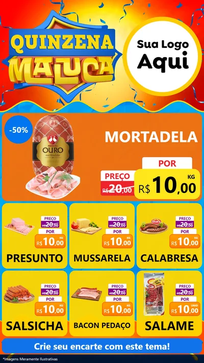 Modelo de Rede Social para Stories com o tema Quinzena Maluca para Frios e Laticínios