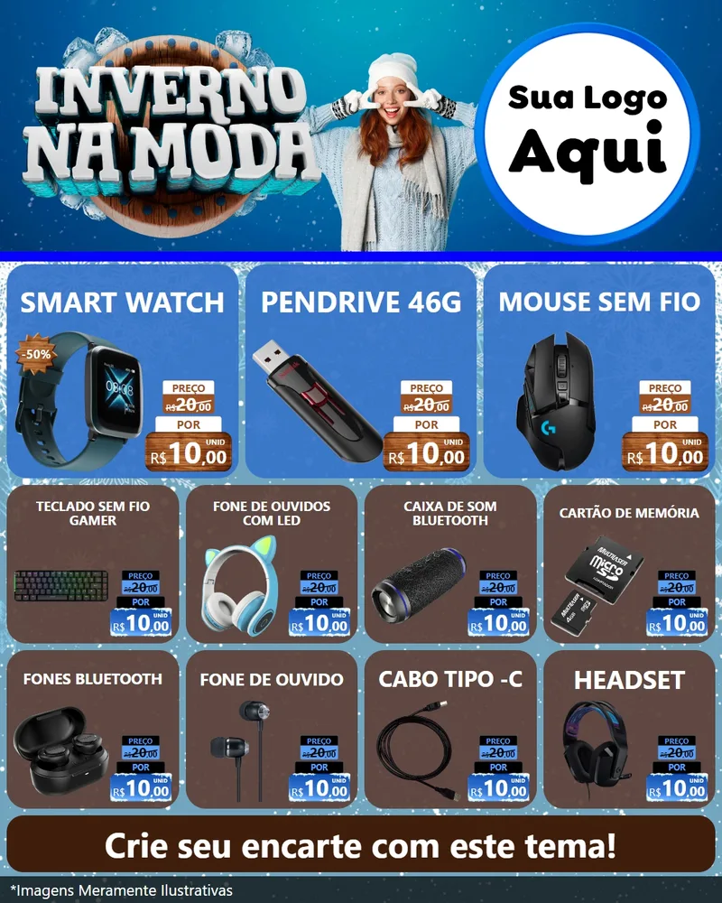 Modelo de Rede Social para Feed Instagram com o tema Inverno na Moda para Informática