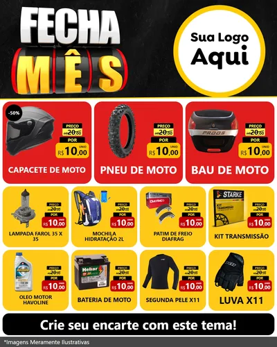 Modelo de Rede Social para Feed Instagram com o tema Fecha Mês para Moto peças