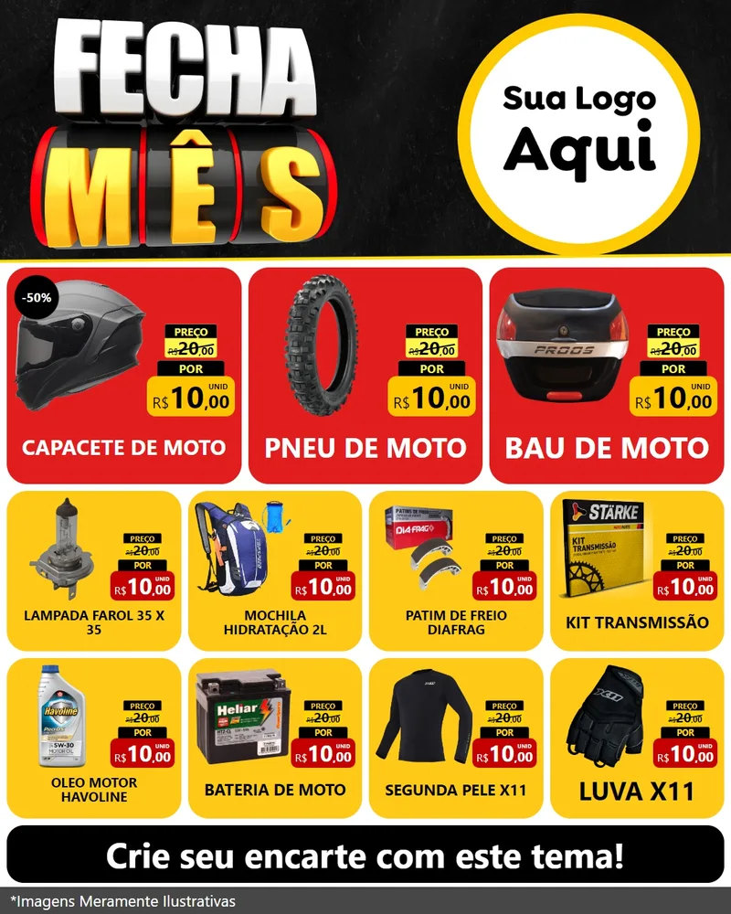 Modelo de Rede Social para Feed Instagram com o tema Fecha Mês para Moto peças