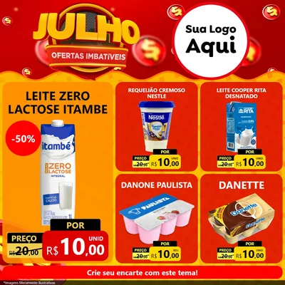 Modelo de Rede Social para Feed Facebook com o tema Julho Ofertas Imbatíveis para Frios e Laticínios