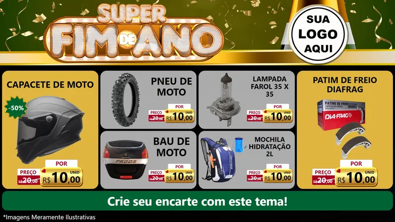 Modelo de TV para TV Horizontal com o tema Super Fim de Ano para Moto peças