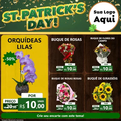 Modelo de Rede Social para Feed Facebook com o tema St Patriks Day para Floricultura e jardim