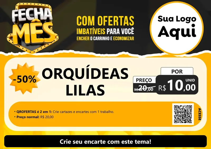 Modelo de Cartaz para Cartaz A4 Horizontal com o tema Fecha Mês para Floricultura e jardim