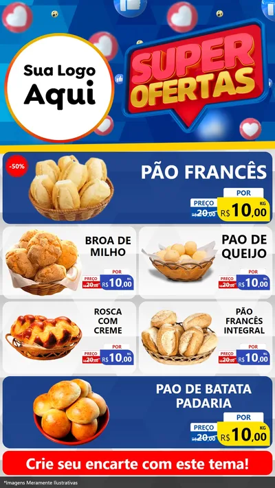 Modelo de TV para TV Vertical com o tema Super Ofertas para Padaria