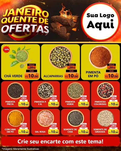 Modelo de Rede Social para Feed Instagram com o tema Janeiro Quente de Ofertas para Produtos Naturais
