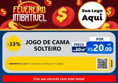Modelo de Cartaz para Cartaz A4 Horizontal com o tema Fevereiro Imbatível para Cama, Mesa e Banho