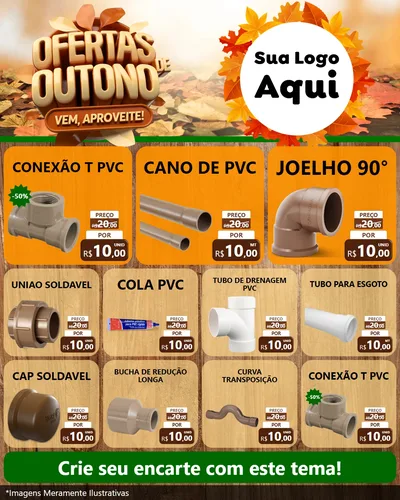 Modelo de Rede Social para Feed Instagram com o tema Ofertas de Outono - Vem, Aproveite! para Tubos e conexões