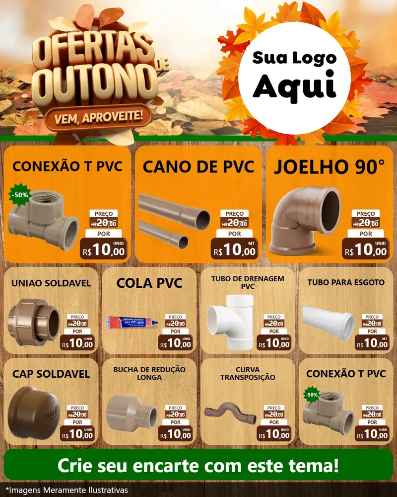 Modelo de Rede Social para Feed Instagram com o tema Ofertas de Outono - Vem, Aproveite! para Tubos e conexões