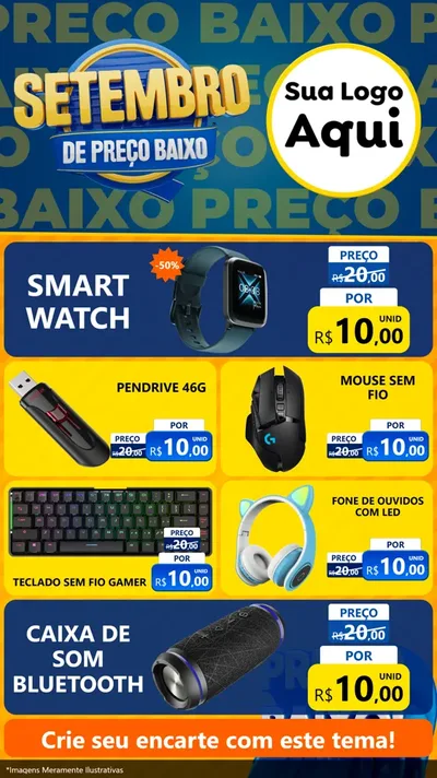 Modelo de TV para TV Vertical com o tema Setembro De Preço Baixo para Informática