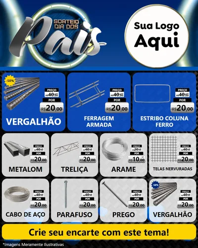Modelo de Rede Social para Feed Instagram com o tema Sorteio Dia Dos Pais para Ferragens