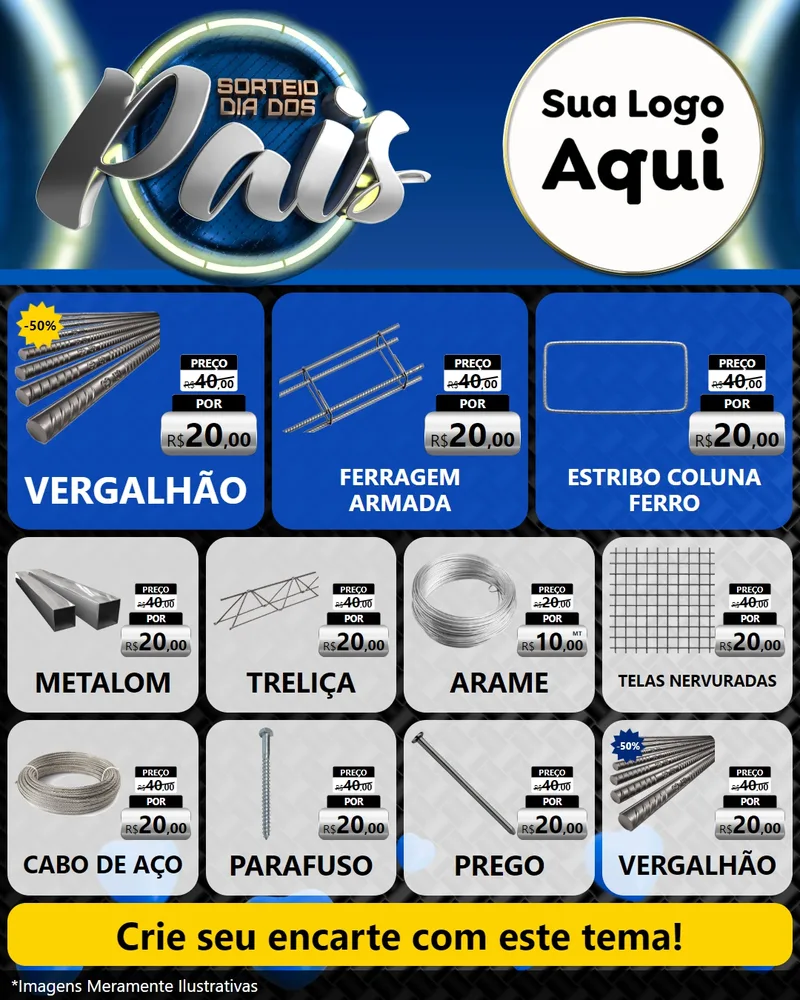 Modelo de Rede Social para Feed Instagram com o tema Sorteio Dia Dos Pais para Ferragens