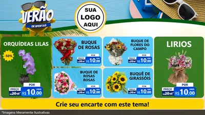 Modelo de TV para TV Horizontal com o tema Verão de Ofertas para Floricultura e jardim
