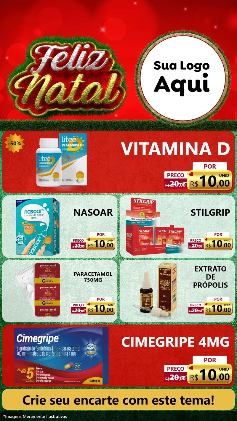 Modelo de TV para TV Vertical com o tema Feliz Natal para Farmácia
