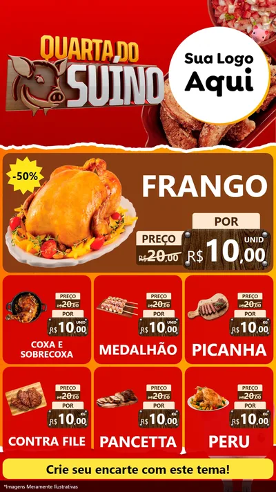 Modelo de Rede Social para Stories com o tema Quarta do Suíno para Assados