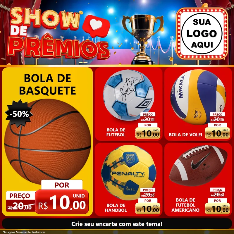 Modelo de Rede Social para Feed Facebook com o tema Show de Prêmios para Artigos Esportivos