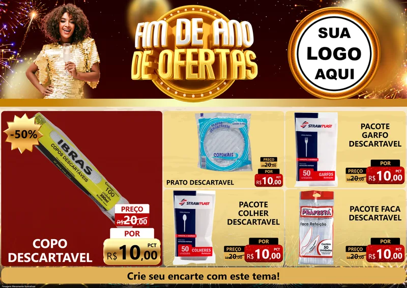 Modelo de Encarte para Encarte A4 Horizontal com o tema Fim de Ano de Ofertas para Embalagens
