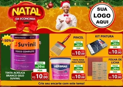 Modelo de Encarte para Encarte A4 Horizontal com o tema Natal da Economia para Tintas e Ferramentas
