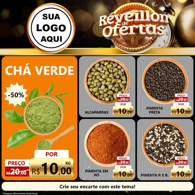 Modelo de Rede Social para Feed Facebook com o tema Réveillon de Ofertas para Produtos Naturais