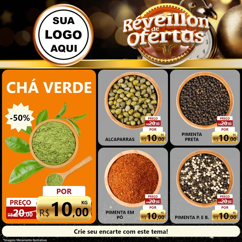 Modelo de Rede Social para Feed Facebook com o tema Réveillon de Ofertas para Produtos Naturais