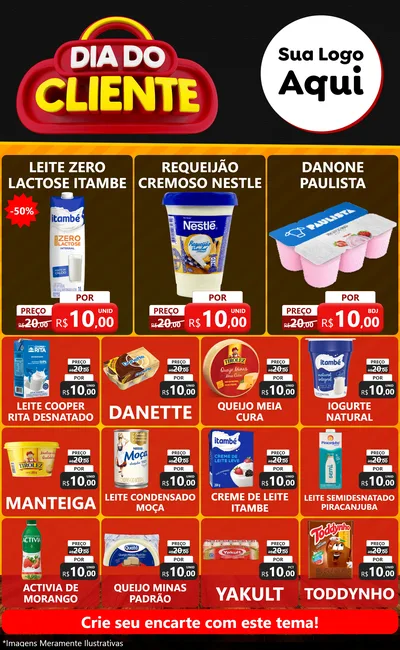 Modelo de Encarte para Encarte Grande com o tema Dia do Cliente para Frios e Laticínios