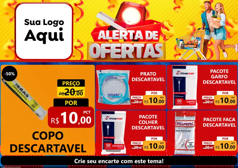 Modelo de Encarte para Encarte A4 Horizontal com o tema Alerta de Ofertas para Embalagens