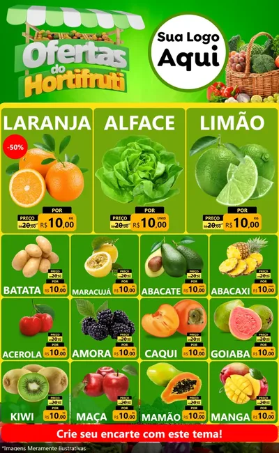 Modelo de Encarte para Encarte Grande com o tema Ofertas do Hortifrúti para Hortifrúti