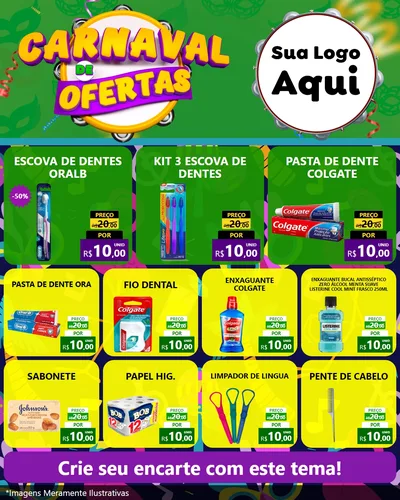Modelo de Rede Social para Feed Instagram com o tema Carnaval de Ofertas para Higiene Pessoal