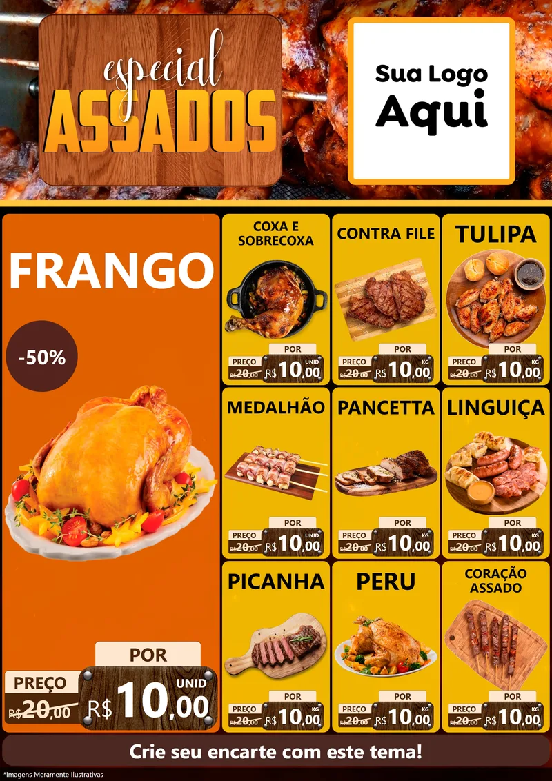 Modelo de Encarte para Encarte A4 Vertical com o tema Especial Assados para Assados