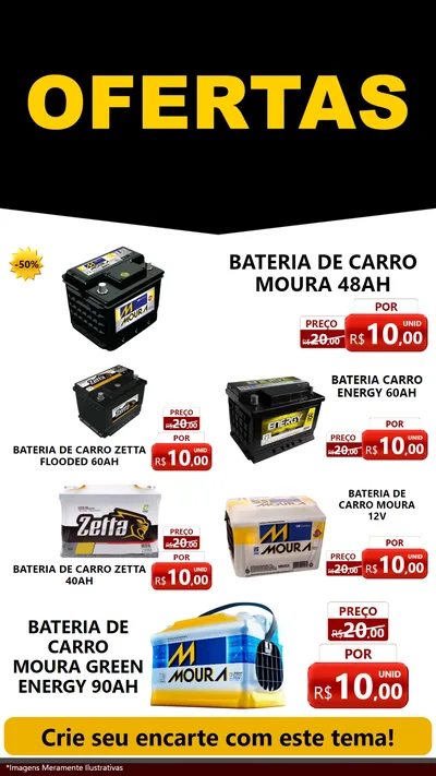 Modelo de TV para TV Vertical com o tema Ofertas Preto e Vermelho Cartaz para Baterias Elétricas